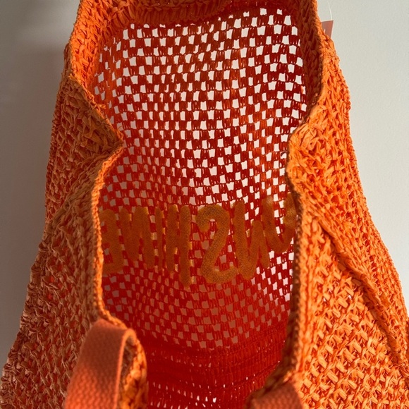Soma Orange Crochet beach bag Tote with Yellow Sunshine - Picture 7 of 10
